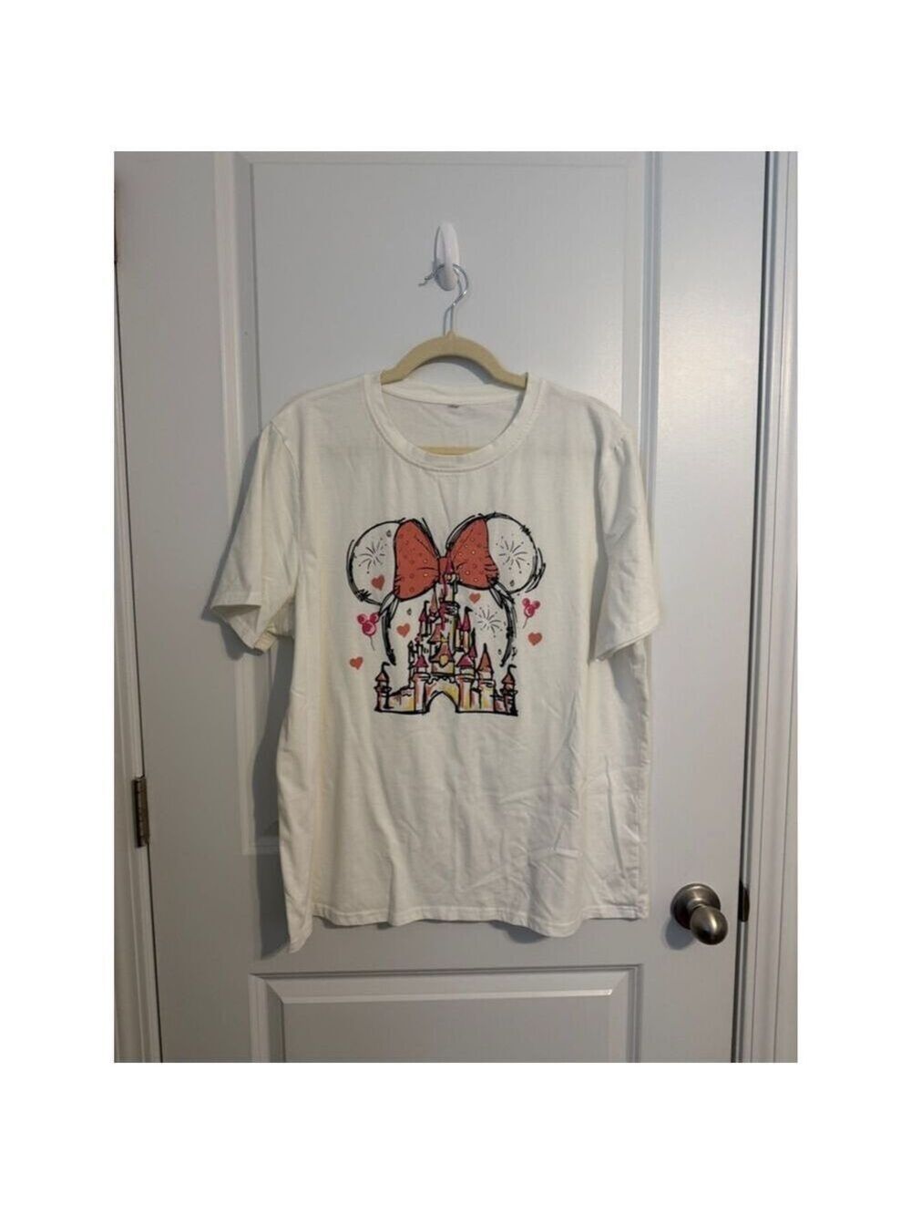 Disney Minnie Bow Castle Graphic T-Shirt Cream 2X